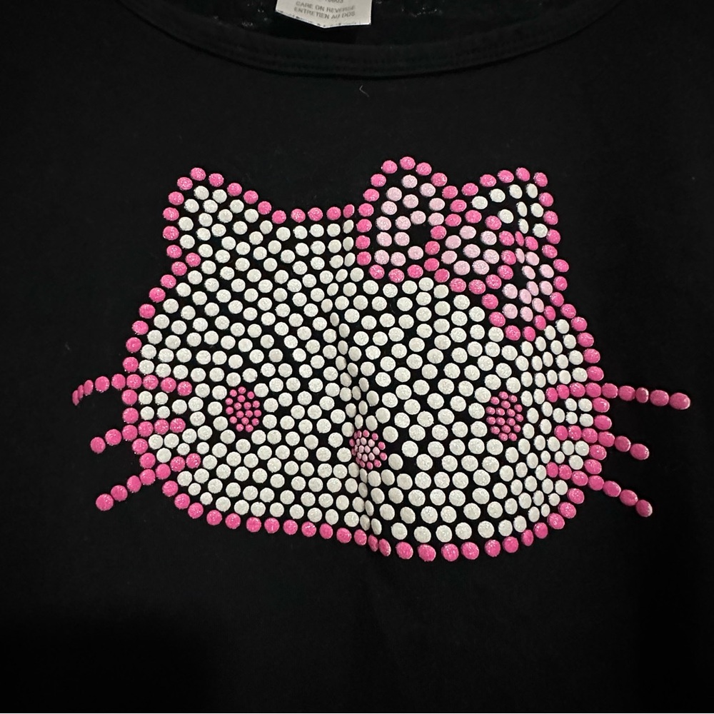 SANRIO Hello Kitty 100% COTTON Pink & White Embellished Logo Size 2X - Picture 7 of 12